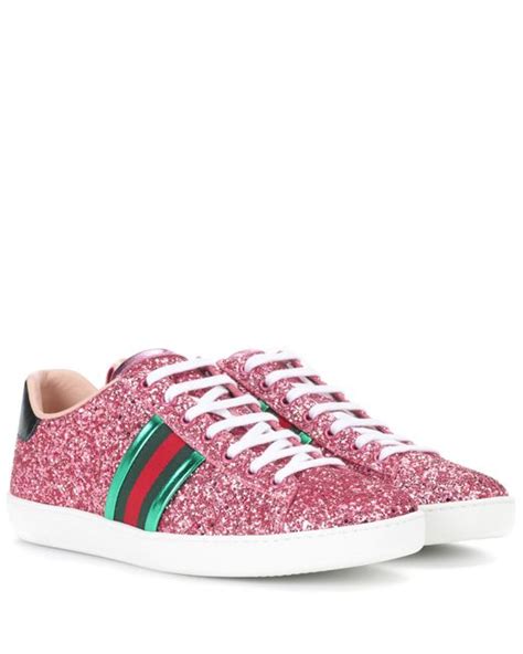 gucci glitter sneakers pink|gucci ace embroidered shoes.